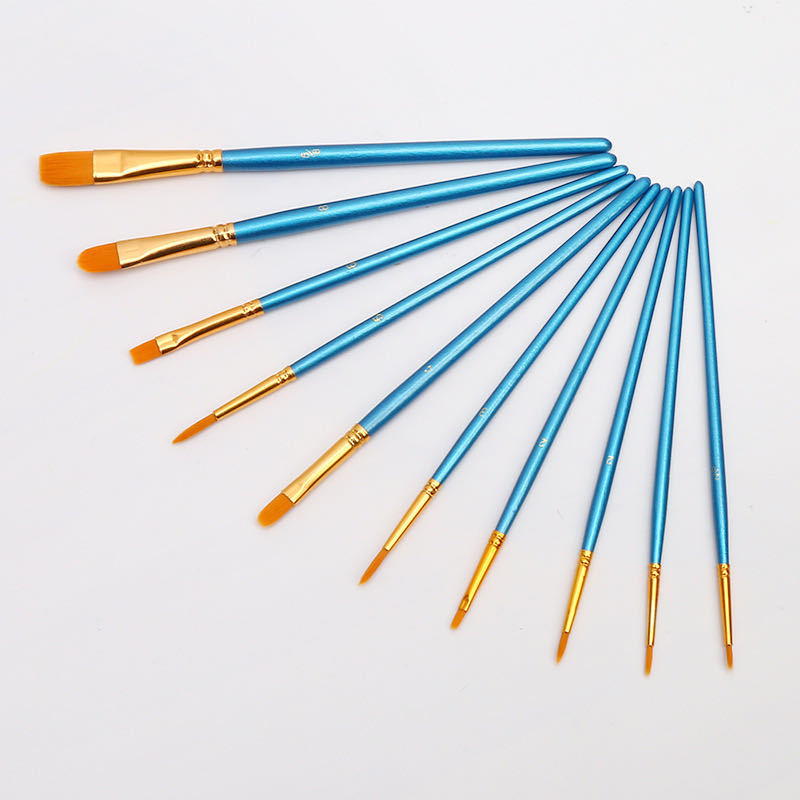 Pack de 10 pinceles premium con mango madera azul