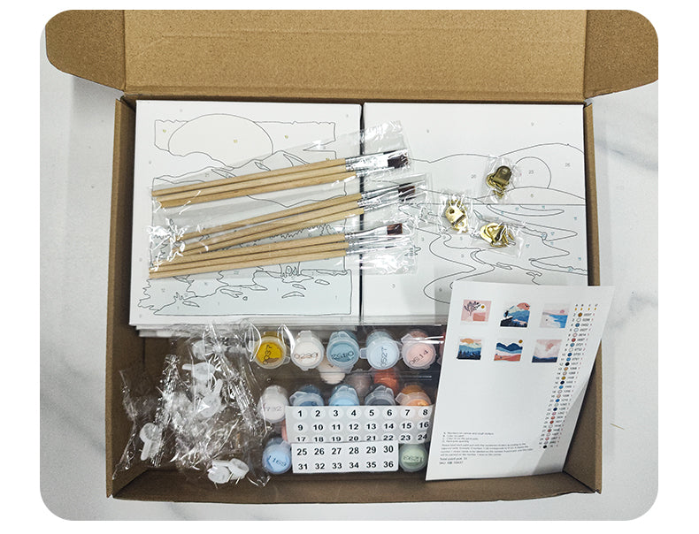 Kit Pintar Por Numeros en mini sets de 6 cuadros de 20x20cms