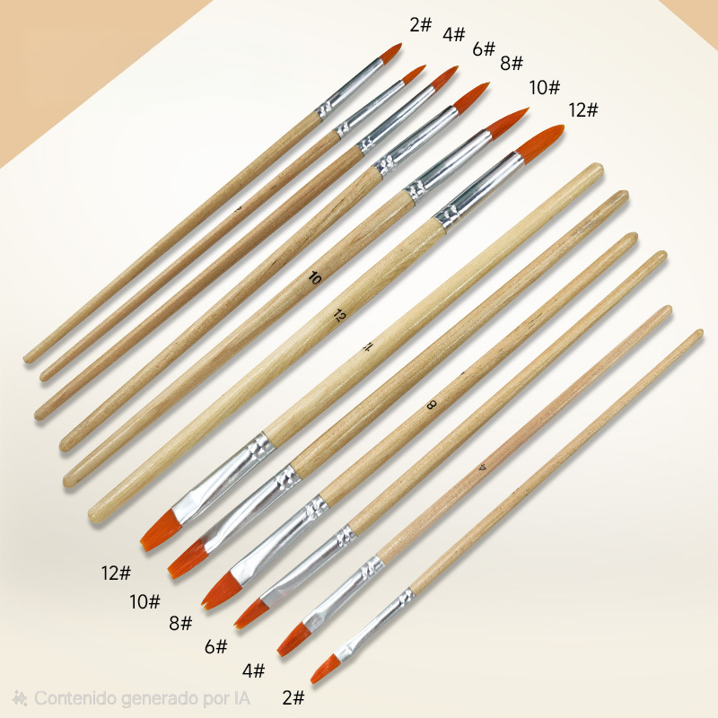 Pack 12 pinceles con mango de madera natural