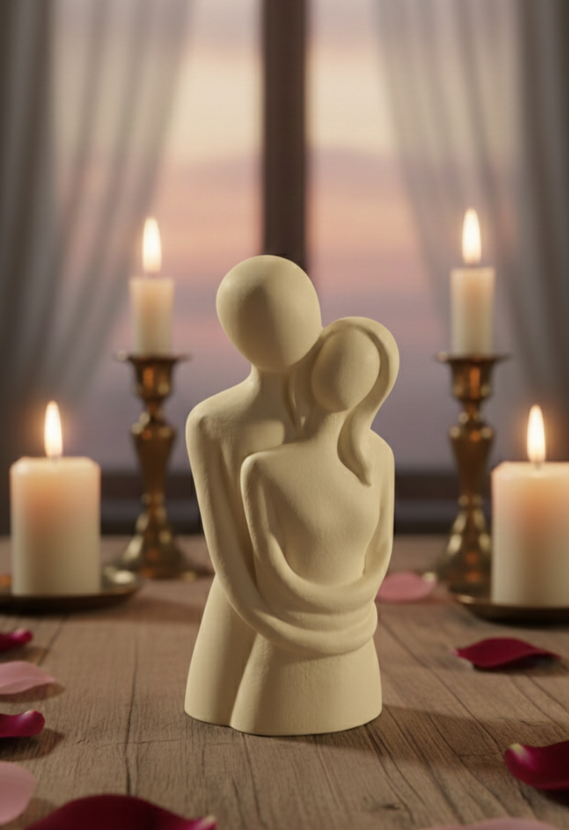 Escultura Minimalista "Eterno Abrazo" - Yeso Cerámico de Alta Calidad