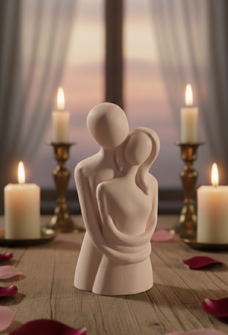 Escultura Minimalista "Eterno Abrazo" - Yeso Cerámico de Alta Calidad