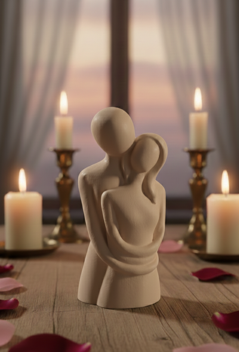 Escultura Minimalista "Eterno Abrazo" - Yeso Cerámico de Alta Calidad