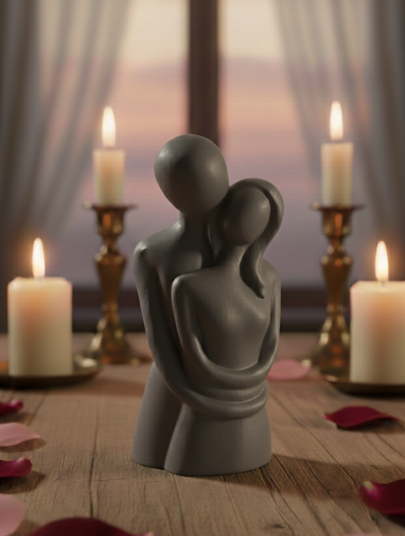 Escultura Minimalista "Eterno Abrazo" - Yeso Cerámico de Alta Calidad