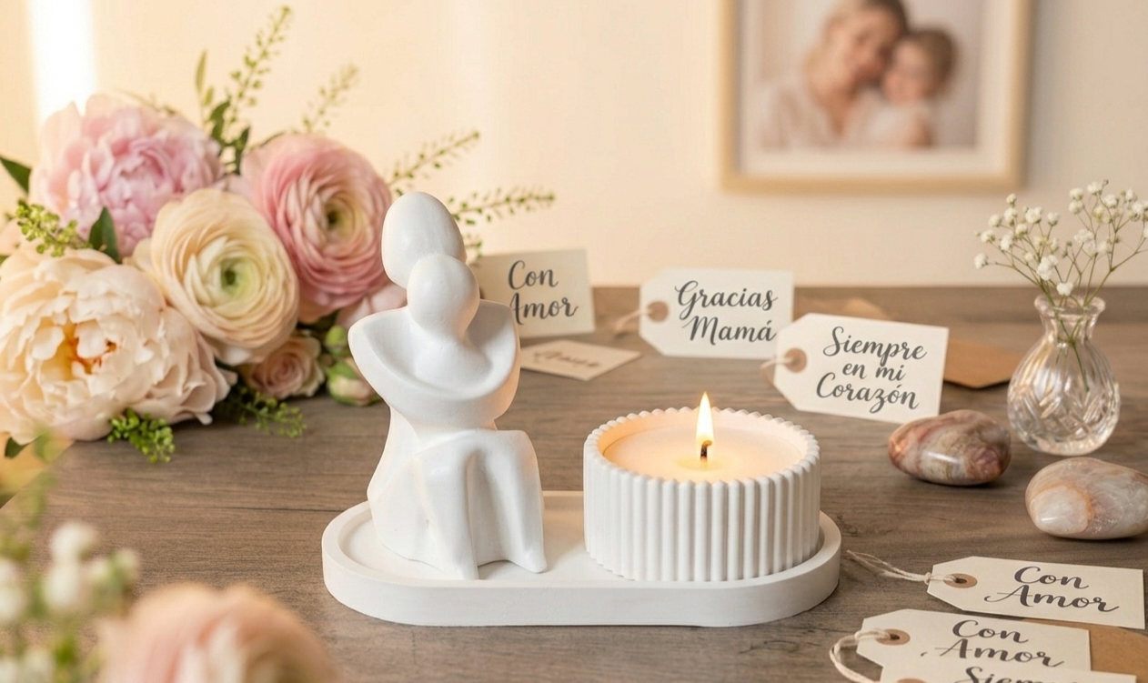 Crea un ambiente de serenidad y amor en cada rincón. Eleva la decoración de tu hogar con este sofisticado set artesanal que combina el arte figurativo con la funcionalidad.