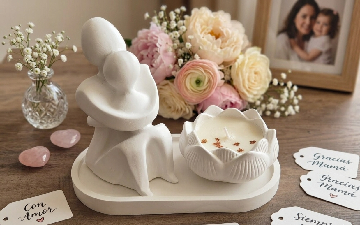 Escultura "Abrazo Infinito" – Homenaje a Mamá El vínculo más puro, plasmado en una pieza de arte. Nuestra escultura artesanal captura la esencia del amor incondicional. Elaborada meticulosamente en yeso cerámico de alta calidad.