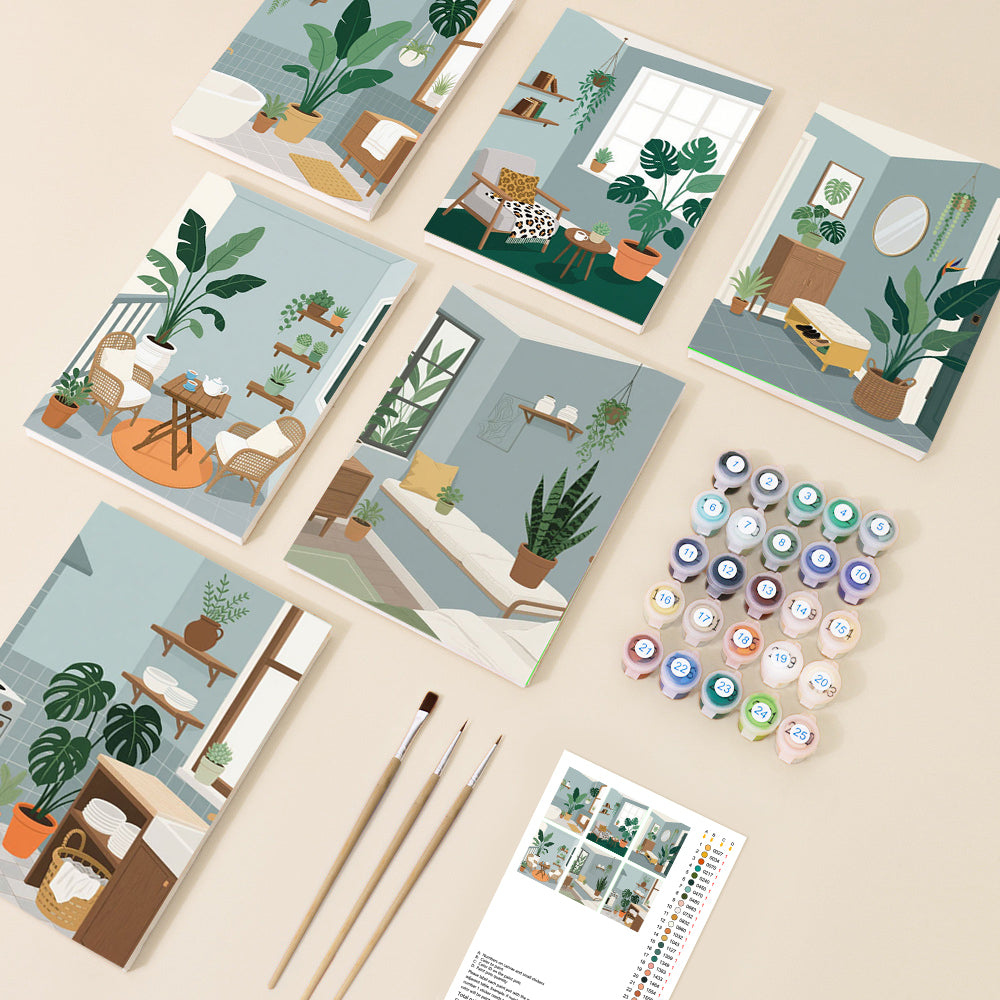 Kit Pintr Por Numeros en mini sets de 6 cuadros de 20x20cms