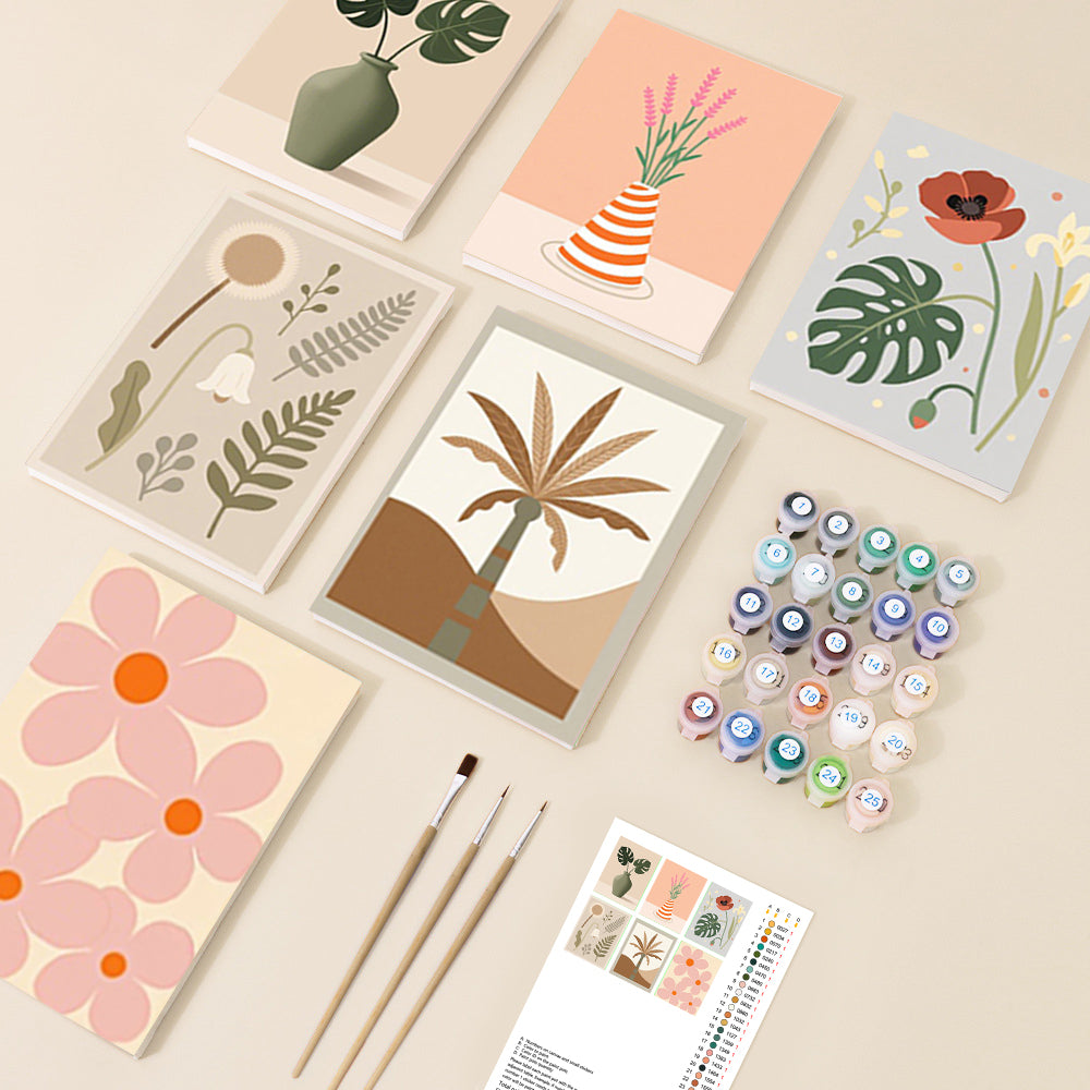 Kit Pintr Por Numeros en mini sets de 6 cuadros de 20x20cms