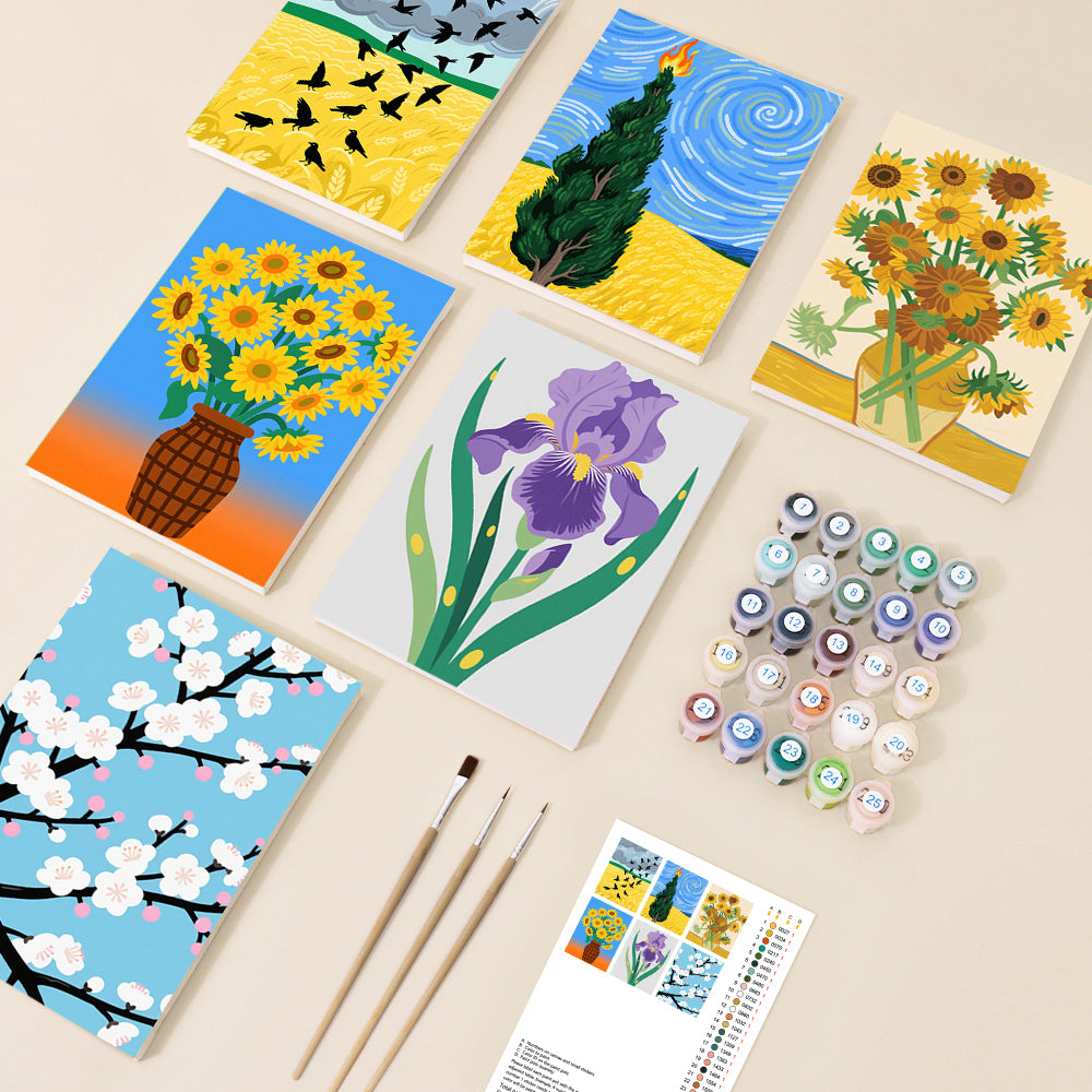 Kit Pintr Por Numeros en mini sets de 6 cuadros de 20x20cms