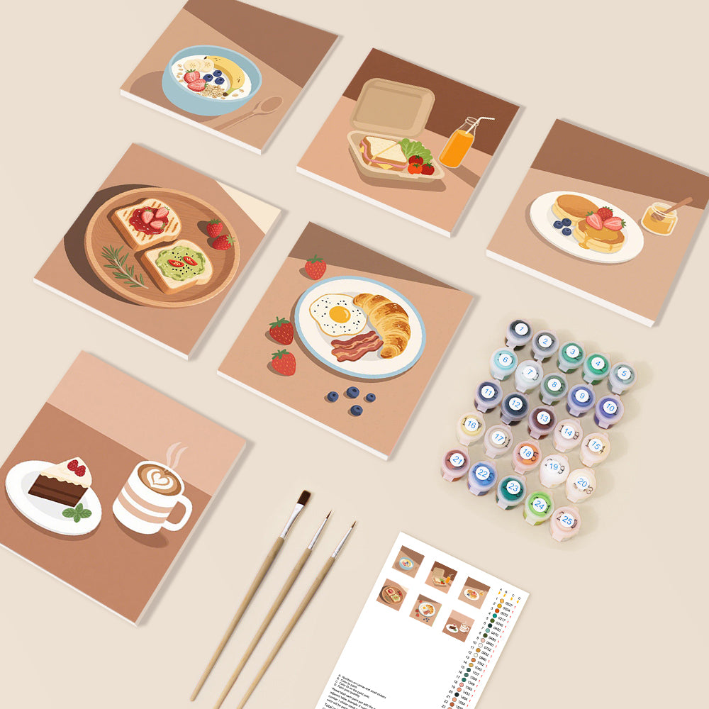 Kit Pintar Por Numeros en mini sets de 6 cuadros de 20x20cms