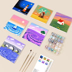 Kit Pintar Por Numeros en mini sets de 6 cuadros de 20x20cms