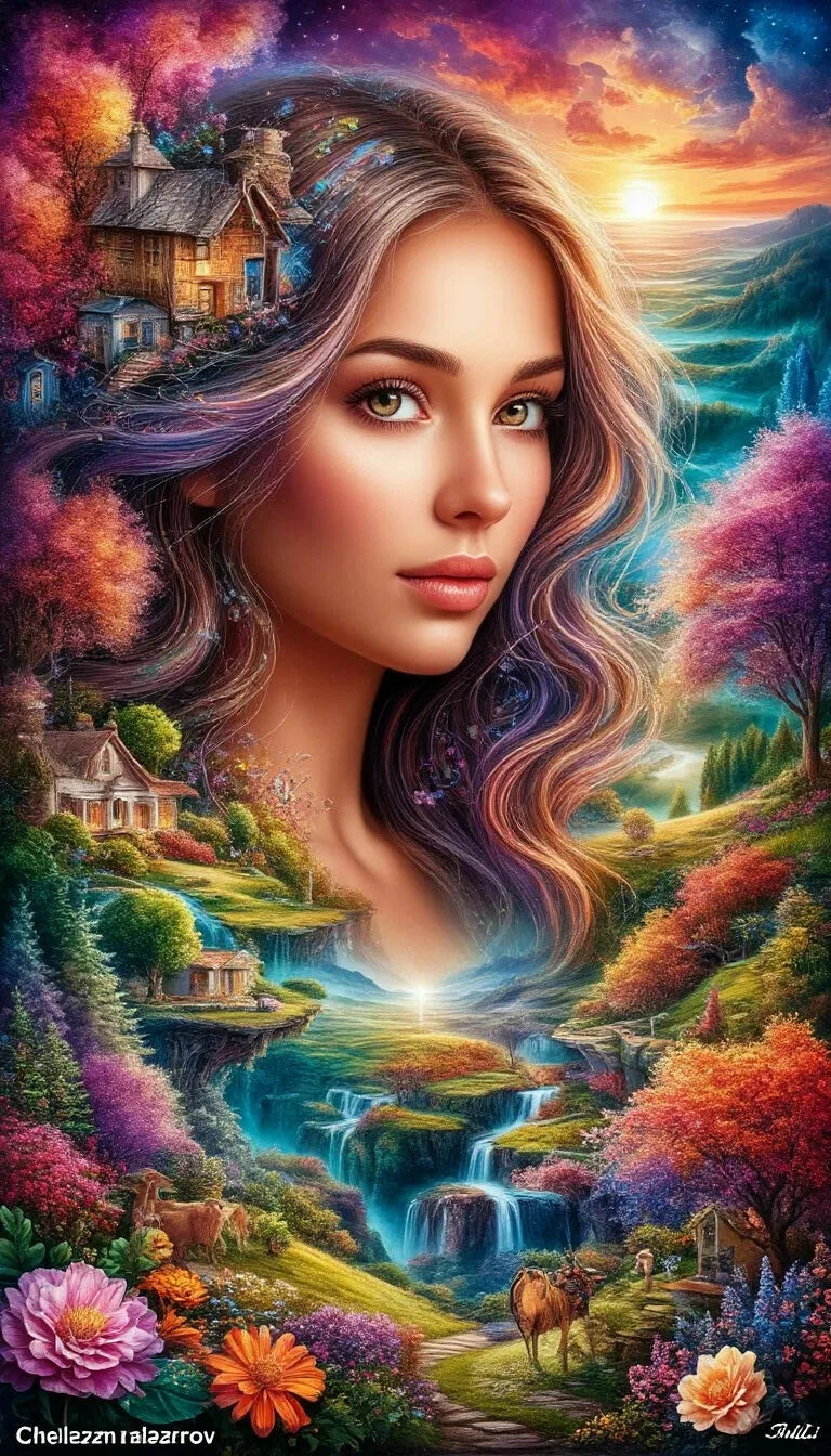 Pintura de diamantes DIY, nueva colección, tamaño grande, hermoso paisaje forestal.