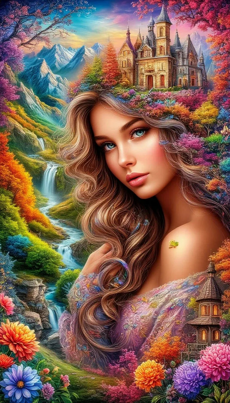 Pintura de diamantes DIY, nueva colección, tamaño grande, hermoso paisaje forestal.