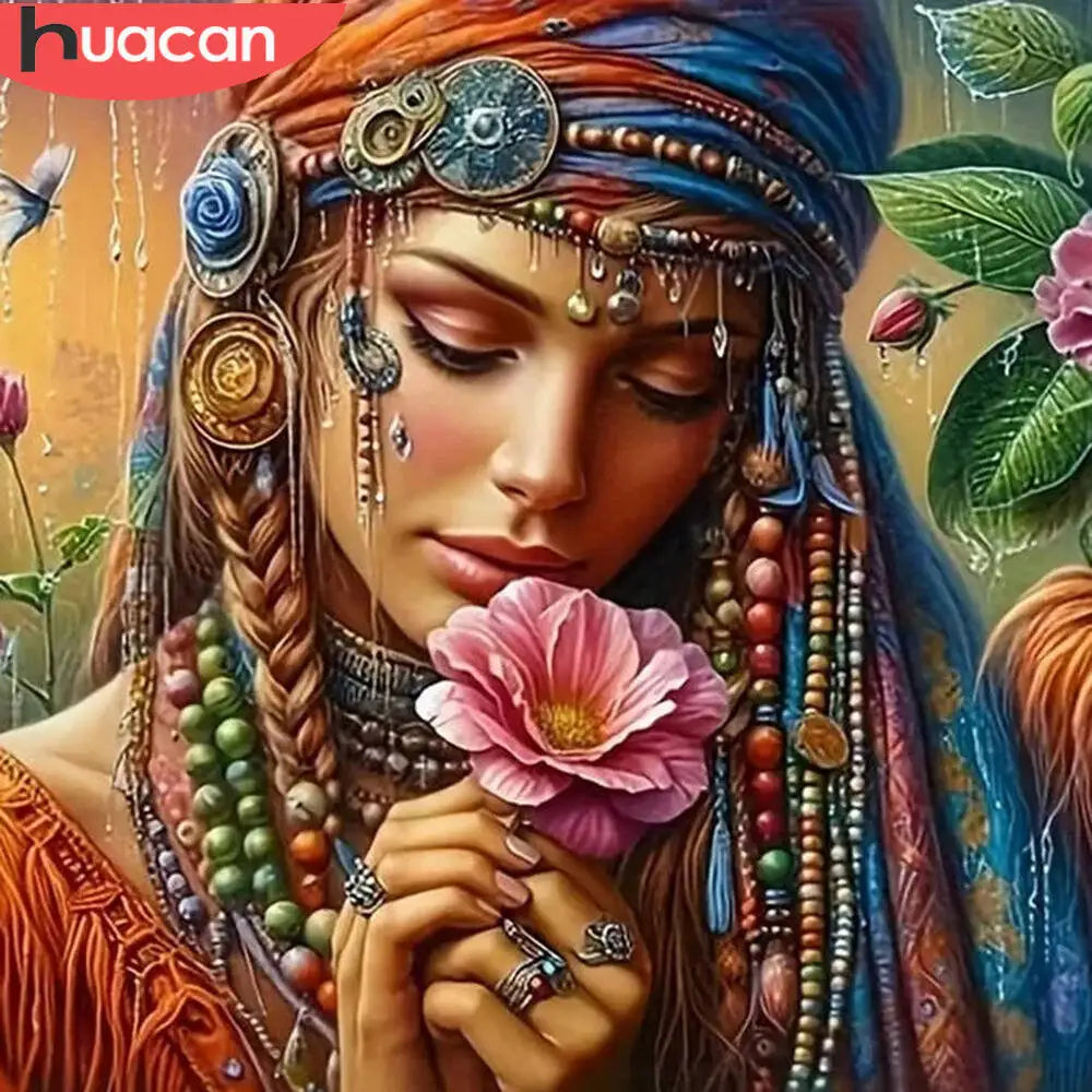 Pinturas de diamantes mujer, diseño de flores.