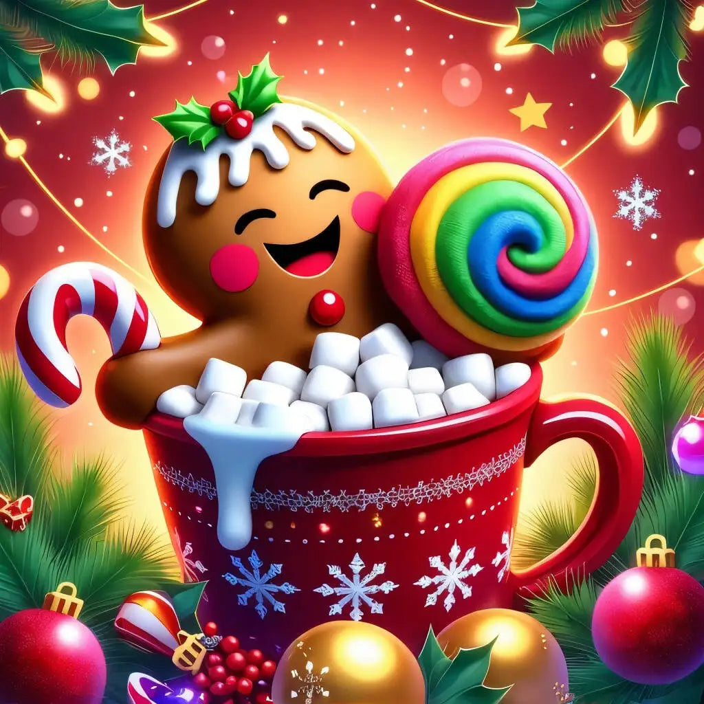 Pintura de diamantes con forma de taza de café navideña, recién llegadas 2025, mosaico de diamantes.