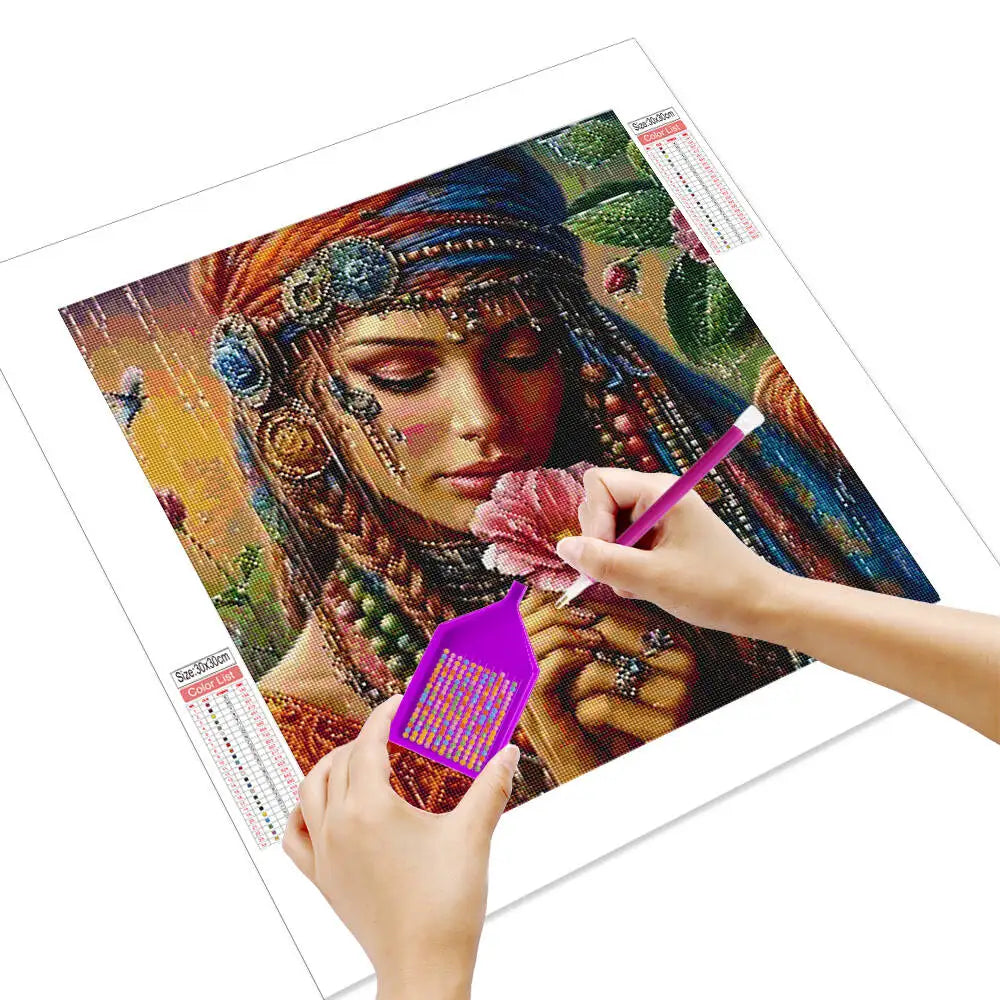 Pinturas de diamantes mujer, diseño de flores.