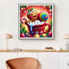 Pintura de diamantes con forma de taza de café navideña, recién llegadas 2025, mosaico de diamantes.